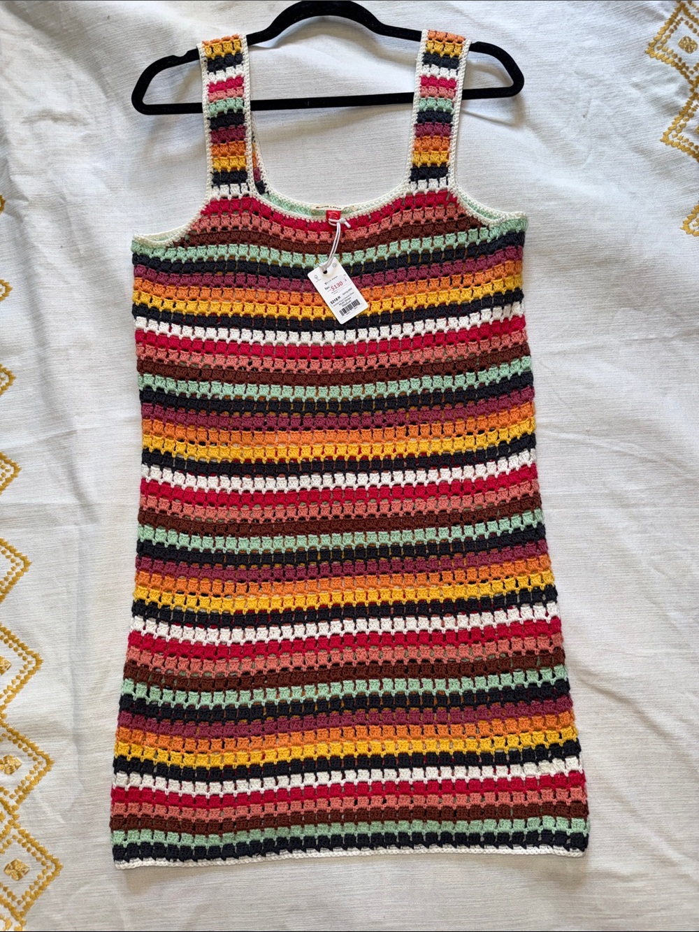 Nwt Marine Layer Multicolor Stripe Crochet Tank Dress - Sz M